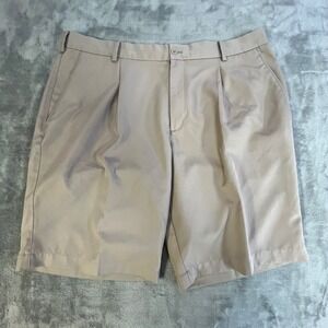 Nike Golf Shorts Mens 38 Tan Pleated Khaki 405850-235 Performance Swoosh